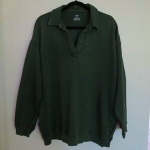 Aerie Happy Henley Everyday Polo Sweatshirt, Size XS